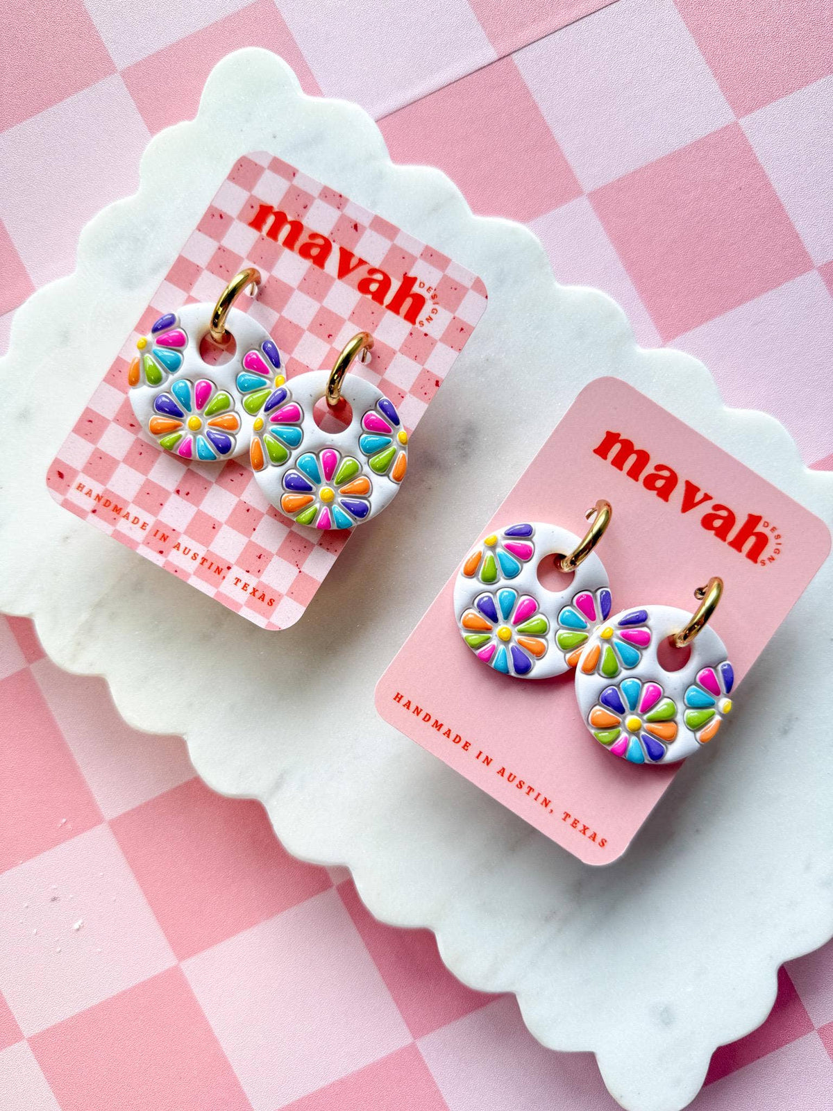 Rainbow Flower Hoop Earrings