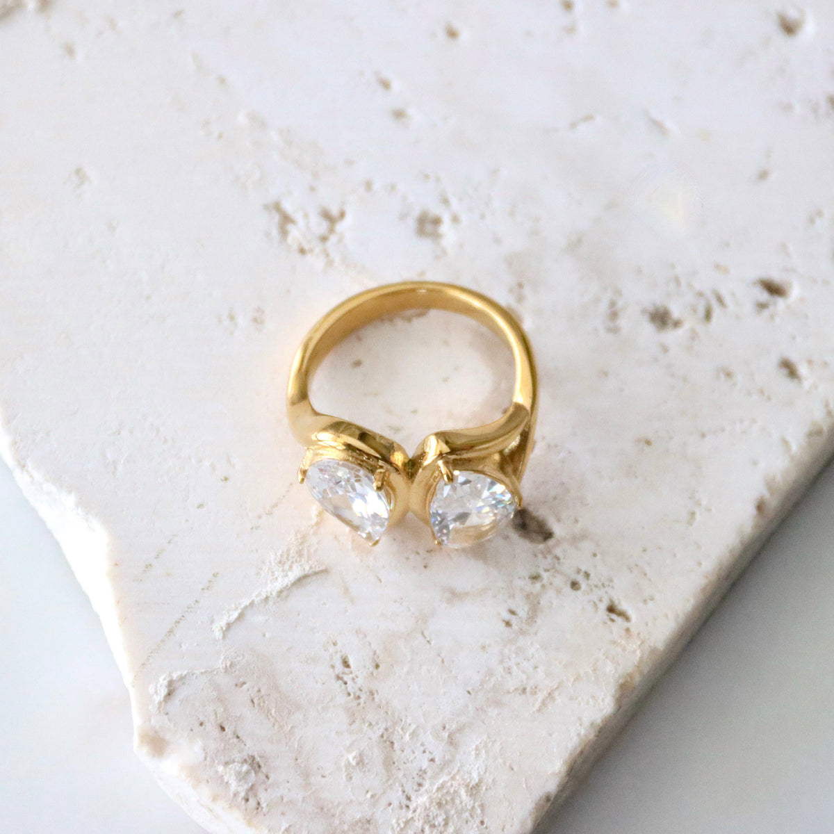 CZ Duo Pear Ring