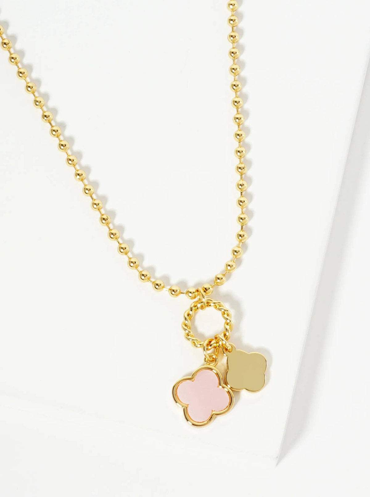 Lucky Double Quatrefoil Ball Chain Necklace