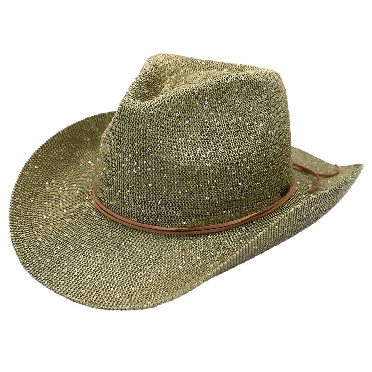 Sequin Cowboy Hat with Suede-Style Band