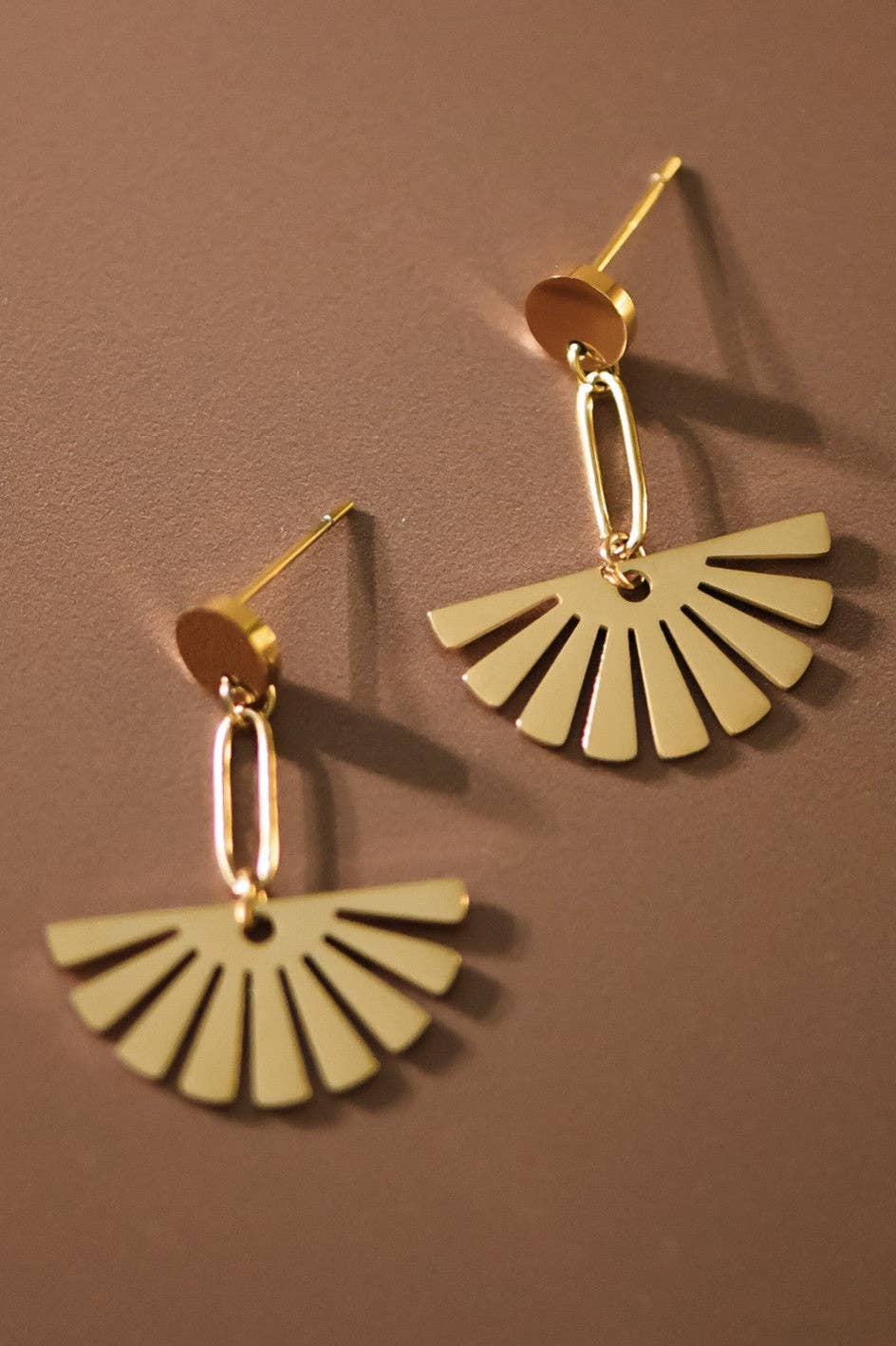 18K Gold PVD Plated Waterproof Stainless Steel Drop Earrings - 7527