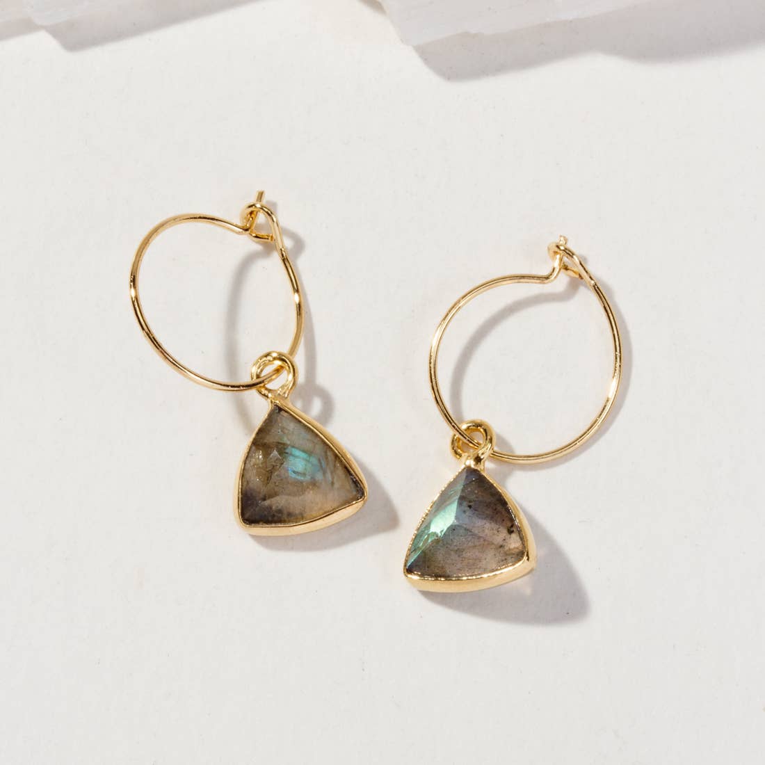 Labradorite Triangle Mini Hoop Earrings