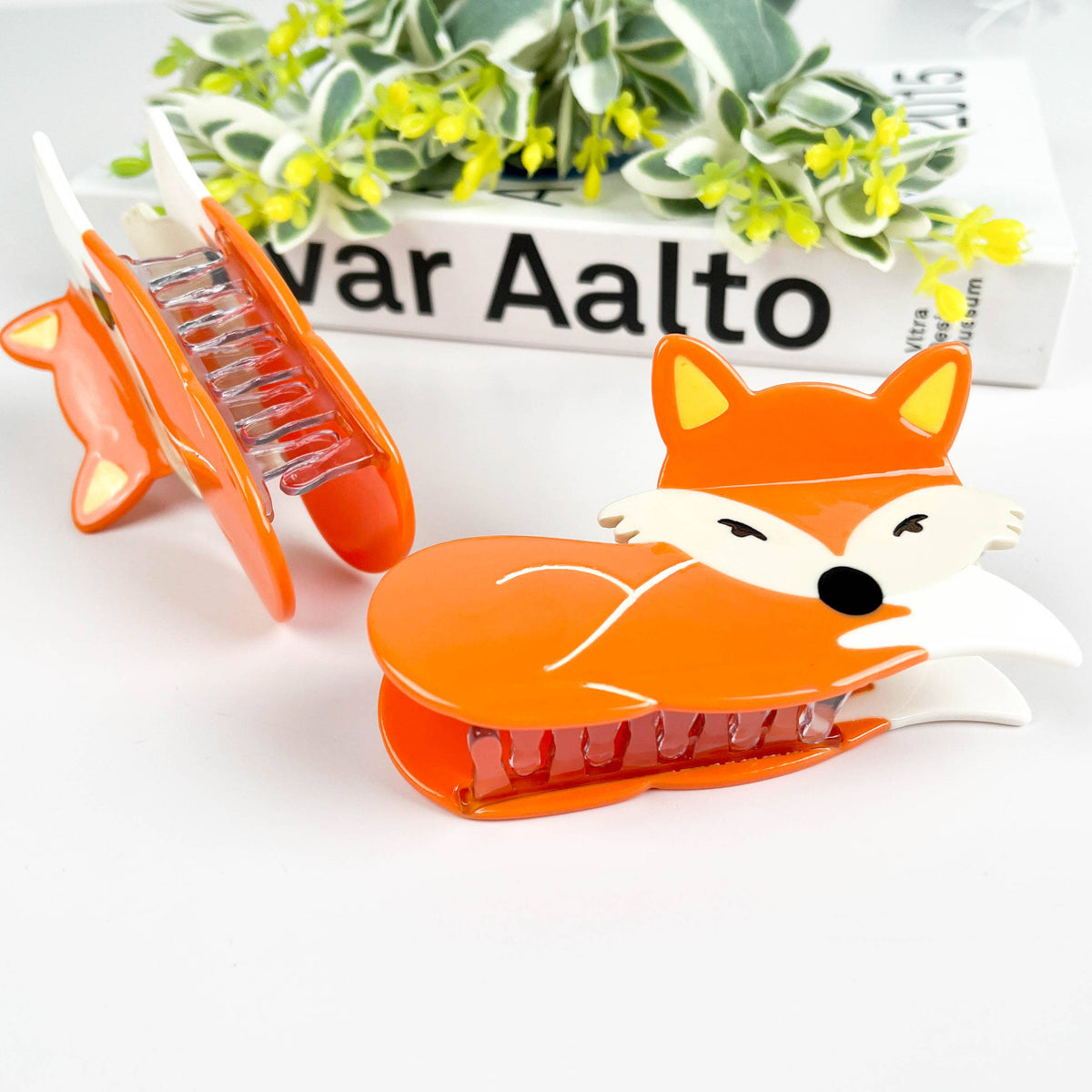 Orange Fox Hair Clip, Acetate Claw Hair Clip