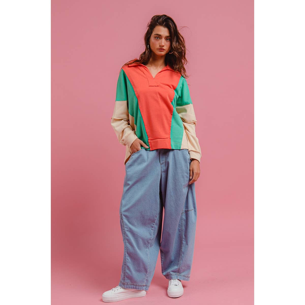 Colorblock French Terry Knit Top