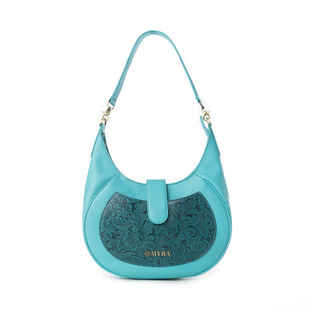 Prairie Aqua Embossed Leather Shoulder Bag