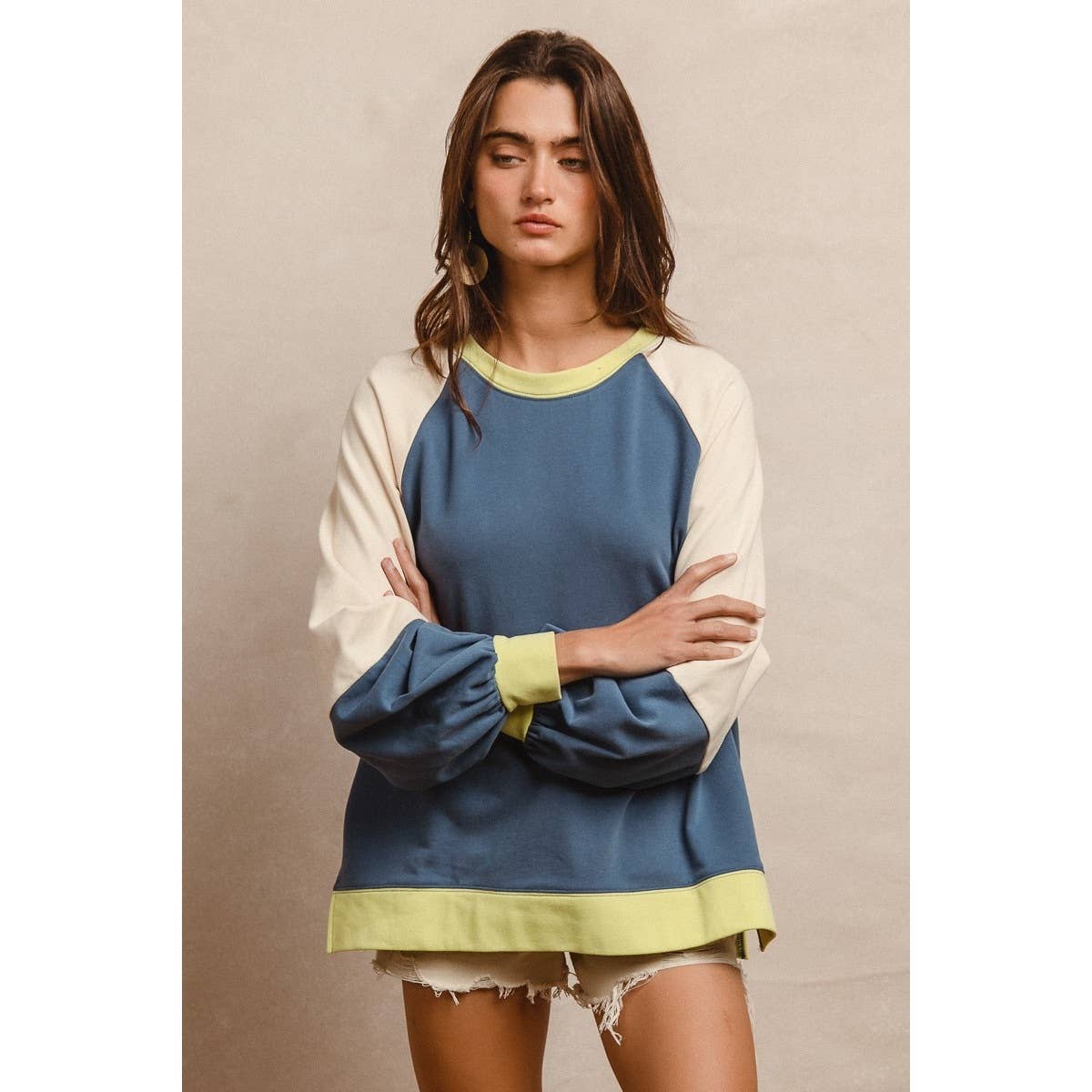 French Terry Color Block Top
