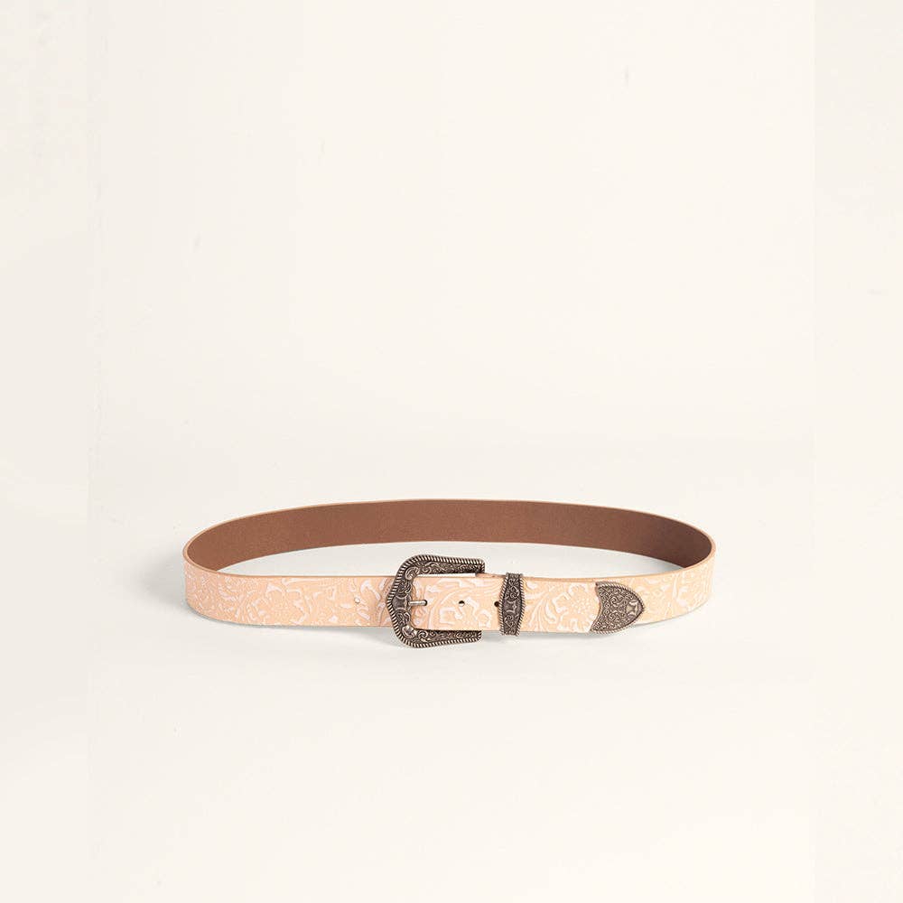 Sophia Turquoise Floral Embossed Leather Belt