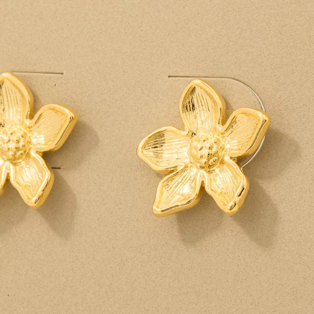Metallic Flower Stud Earrings