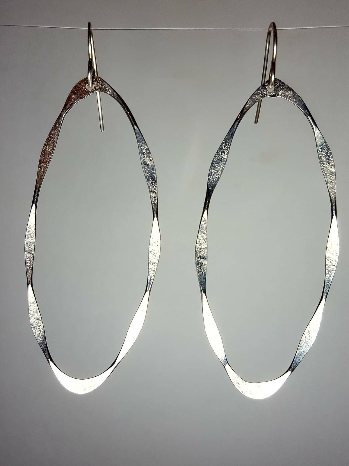 Sterling Silver Earrings Large Thick Ovals