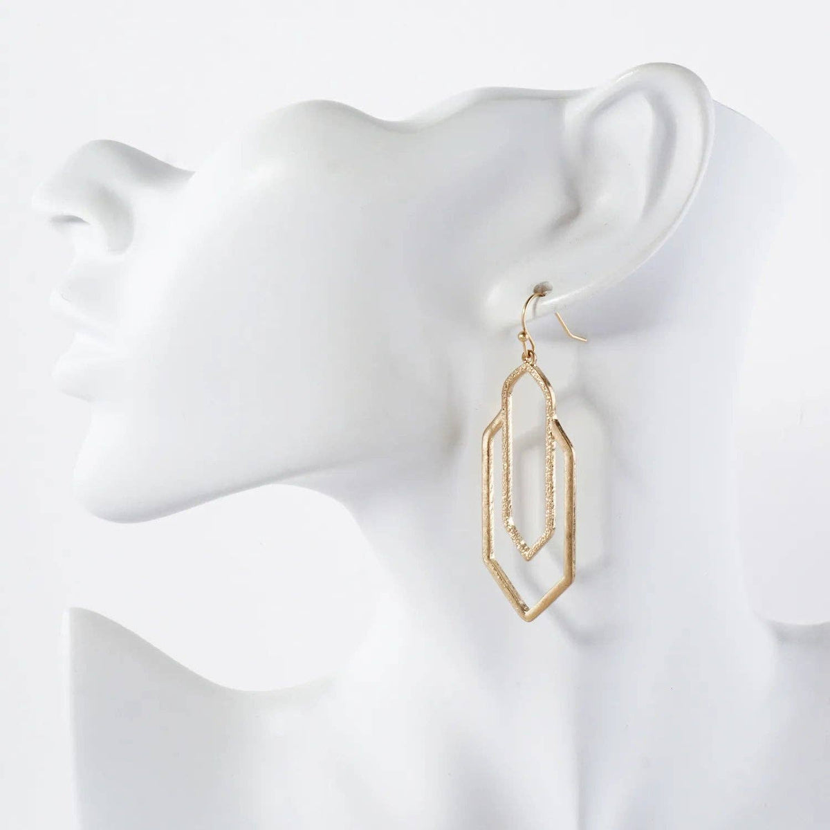 Worn Silver Textured Geometric Drop Earrings
