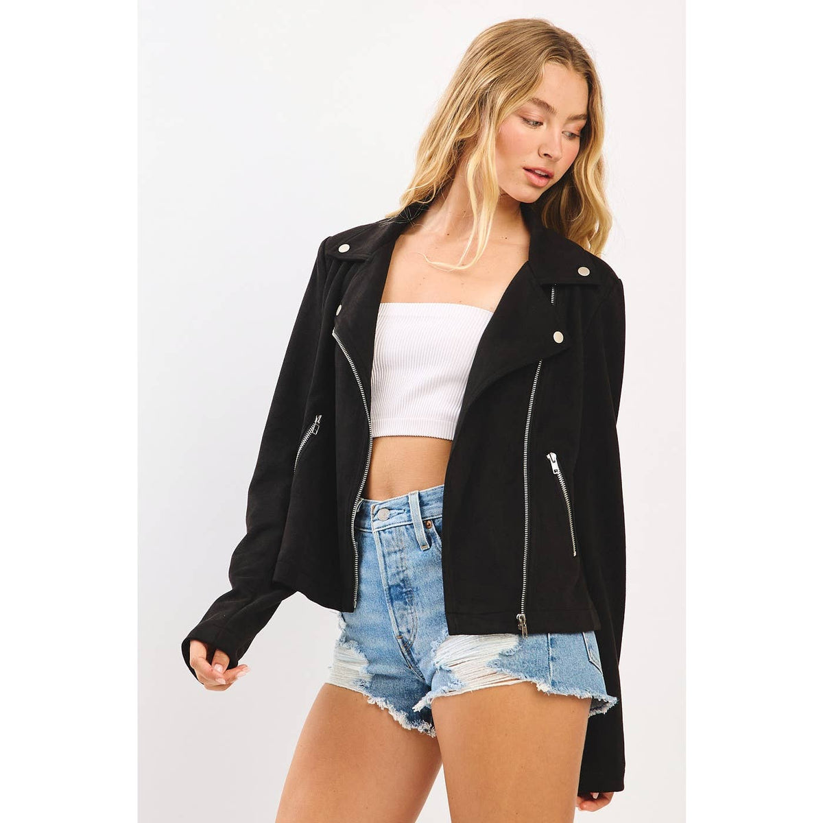SUEDE MOTO BIKER JACKET