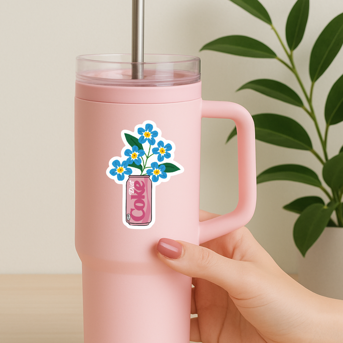 Diet Coke Floral Vase Vinyl Sticker