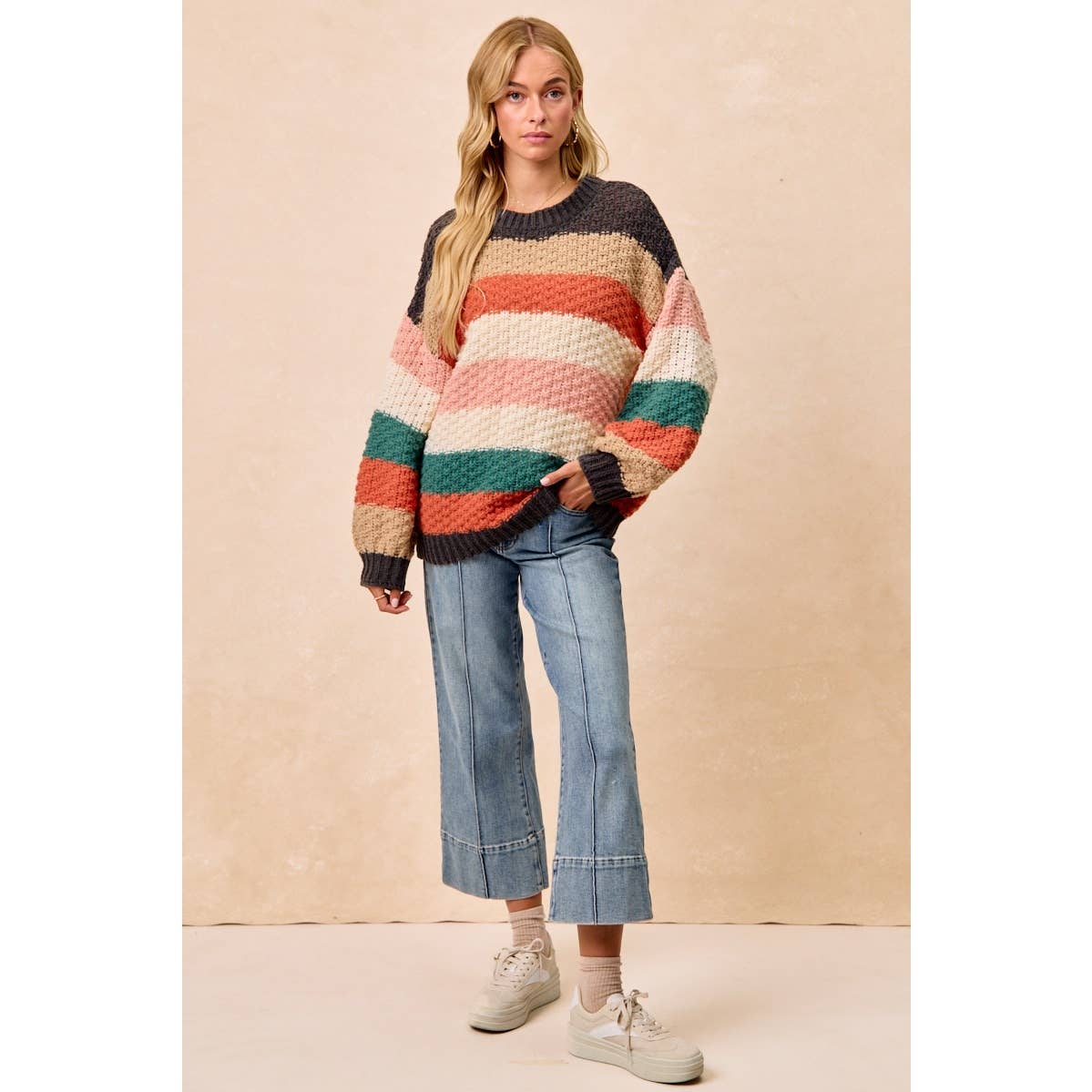 Stripe Color Block Chunky Sweater Pullover