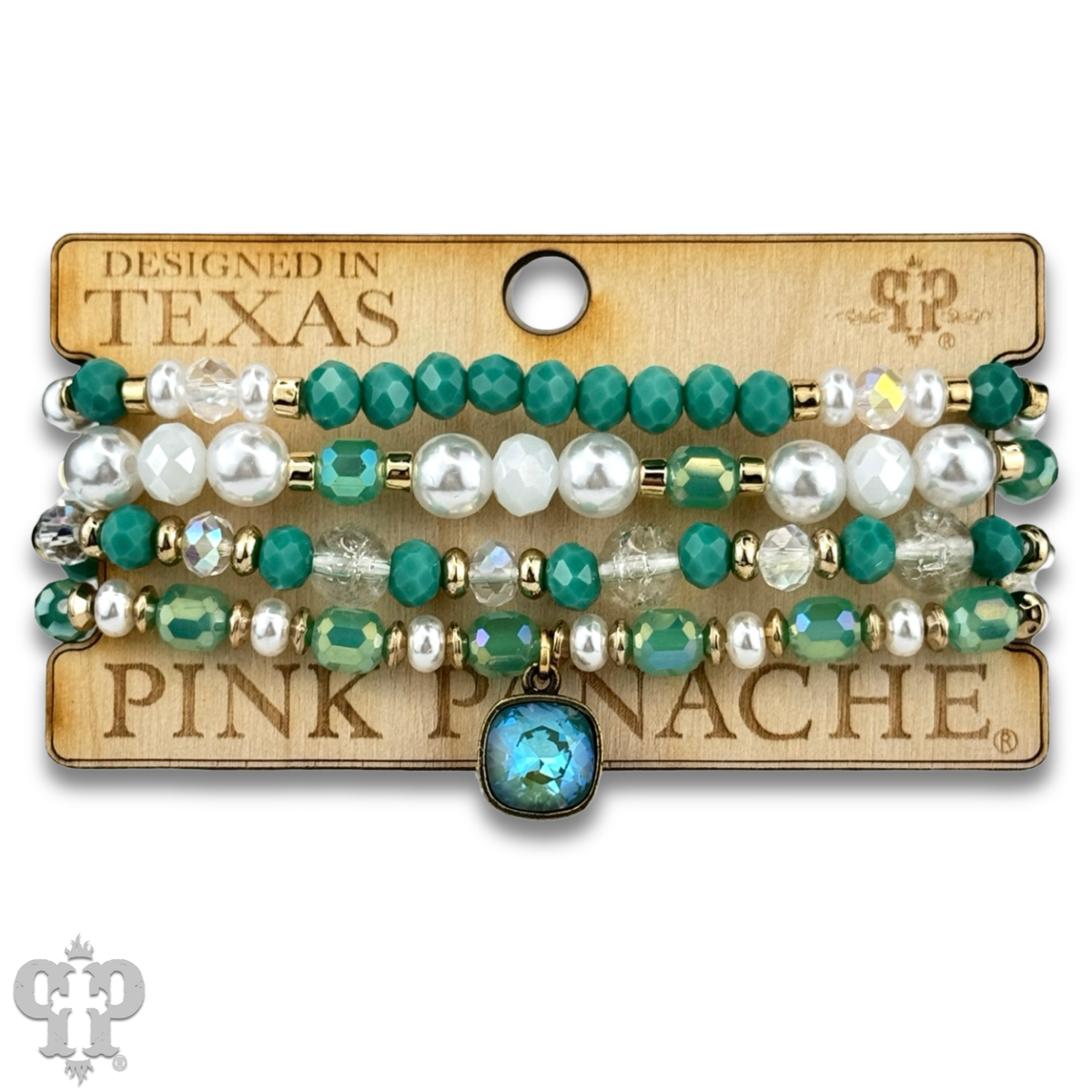 Pearl, glass and gold bead bracelet with Austrian crystal