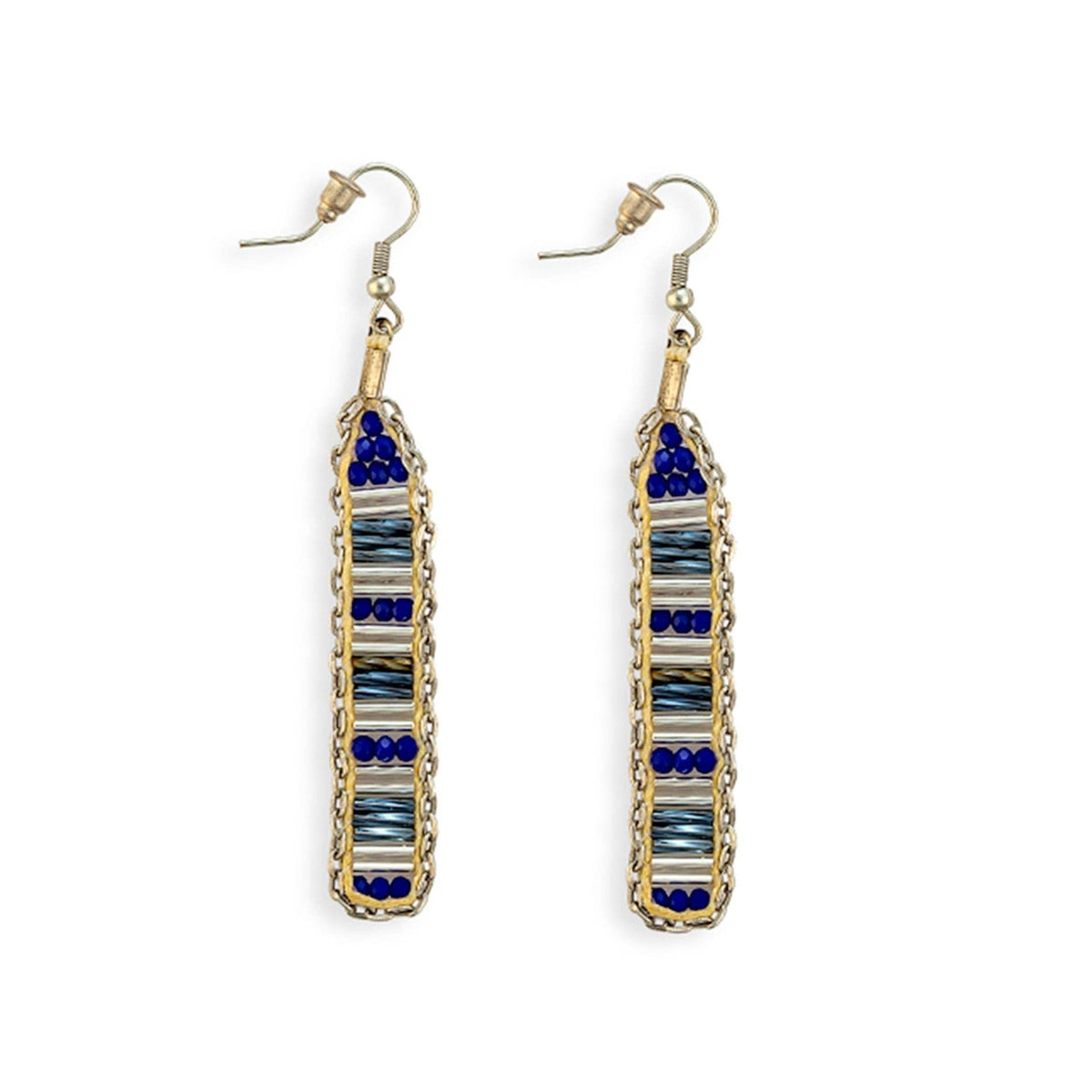Midnight Blue Chain-Trim Earrings