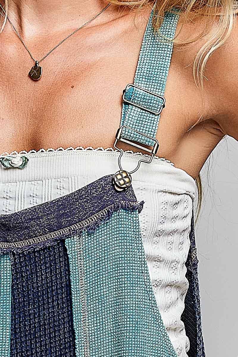 Indigo & Mint Ruffle-Trim Wide-Leg Overalls