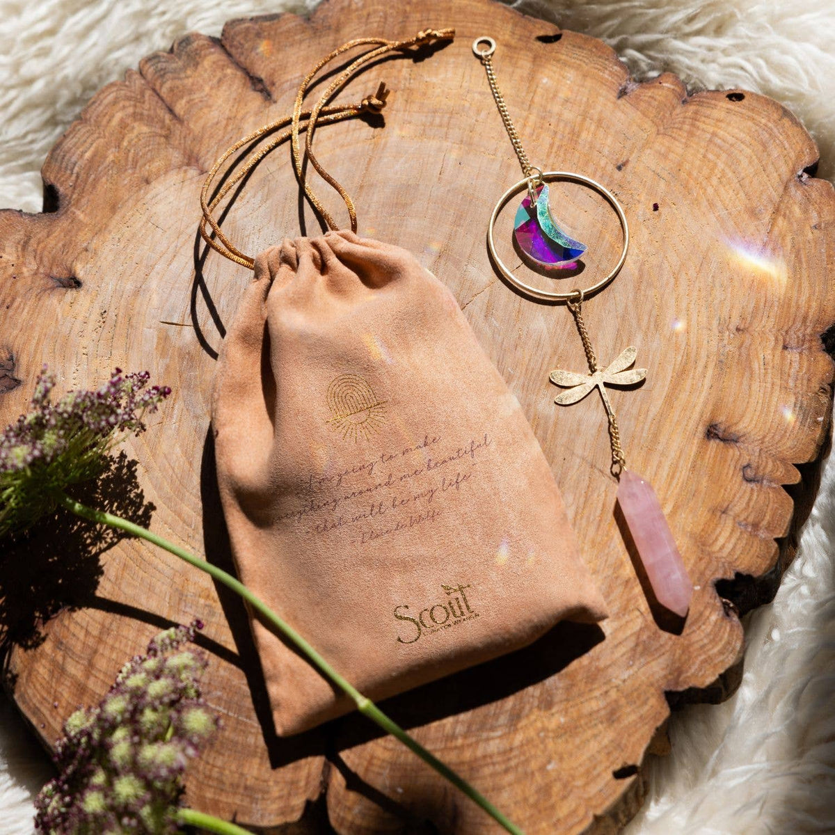Stone Suncatcher - Hummingbird/Rainbow Stone