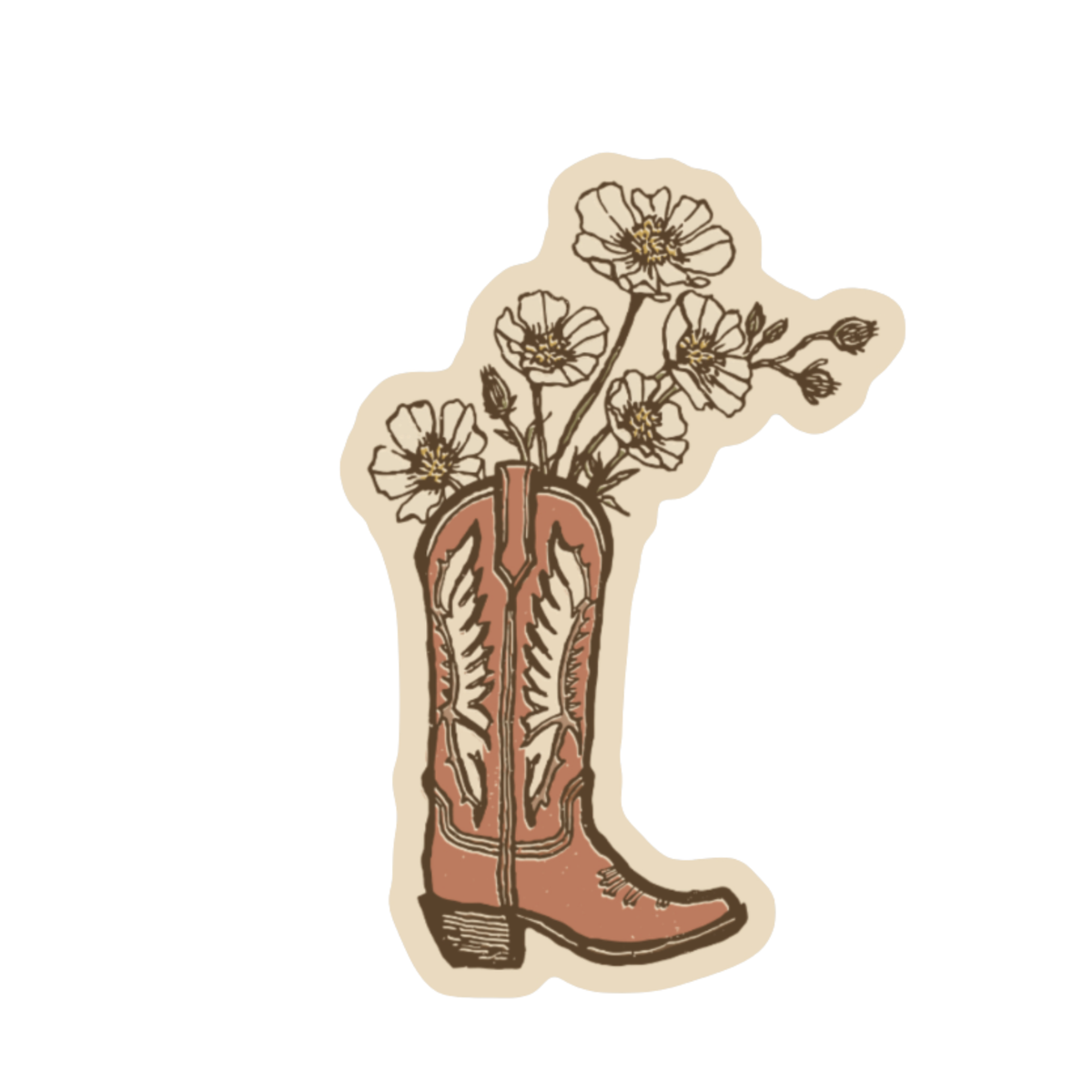 Wildflower Cowboy Boot Vinyl Sticker