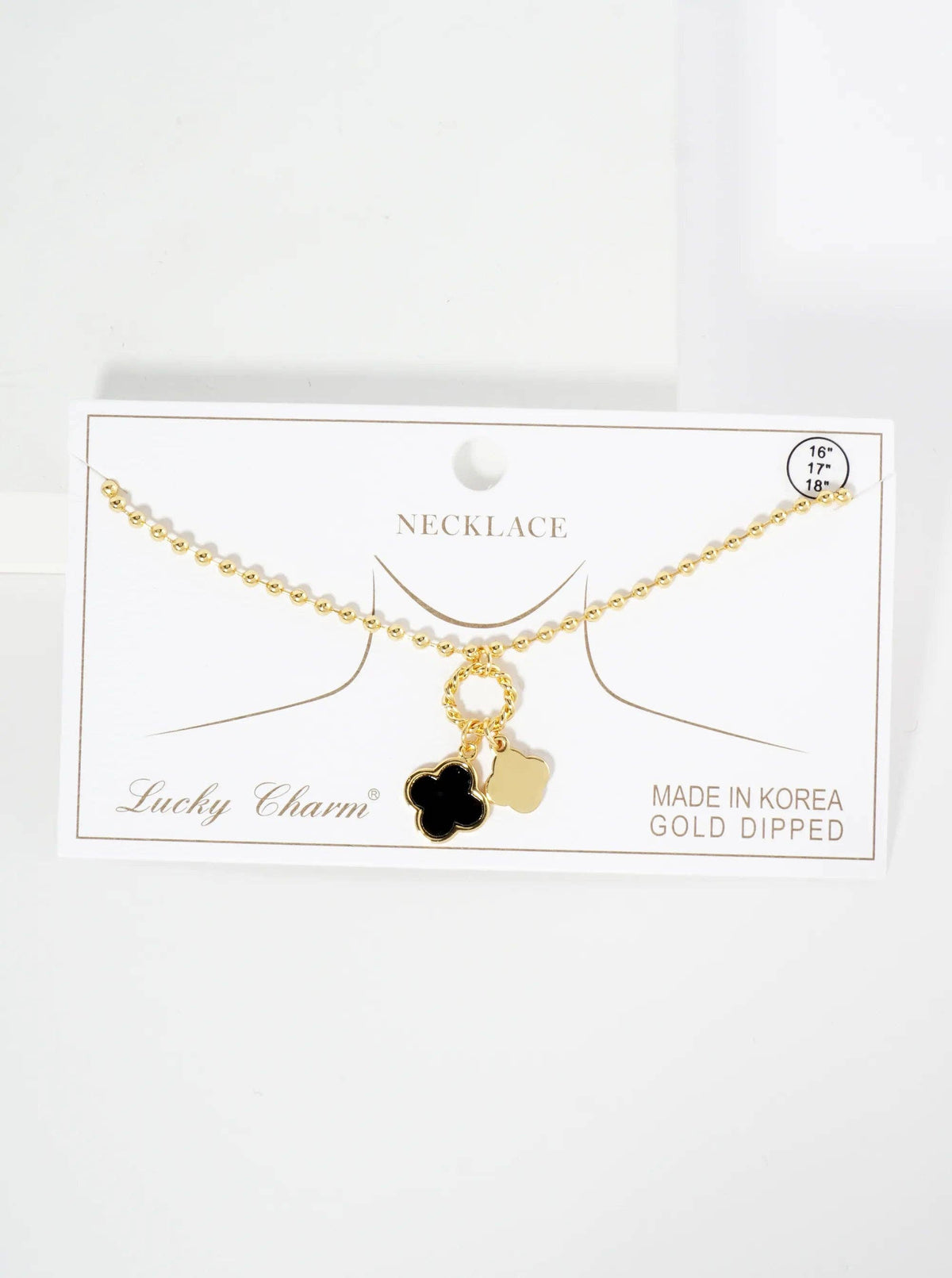 Lucky Double Quatrefoil Ball Chain Necklace