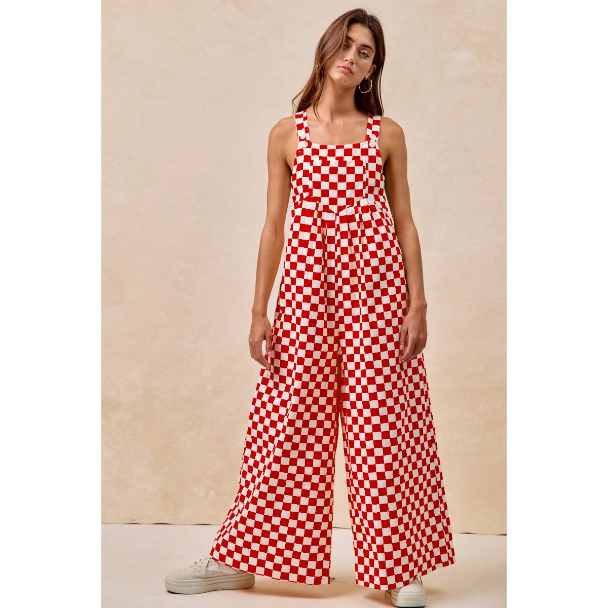 Gameday Plaid Pleated Overalls