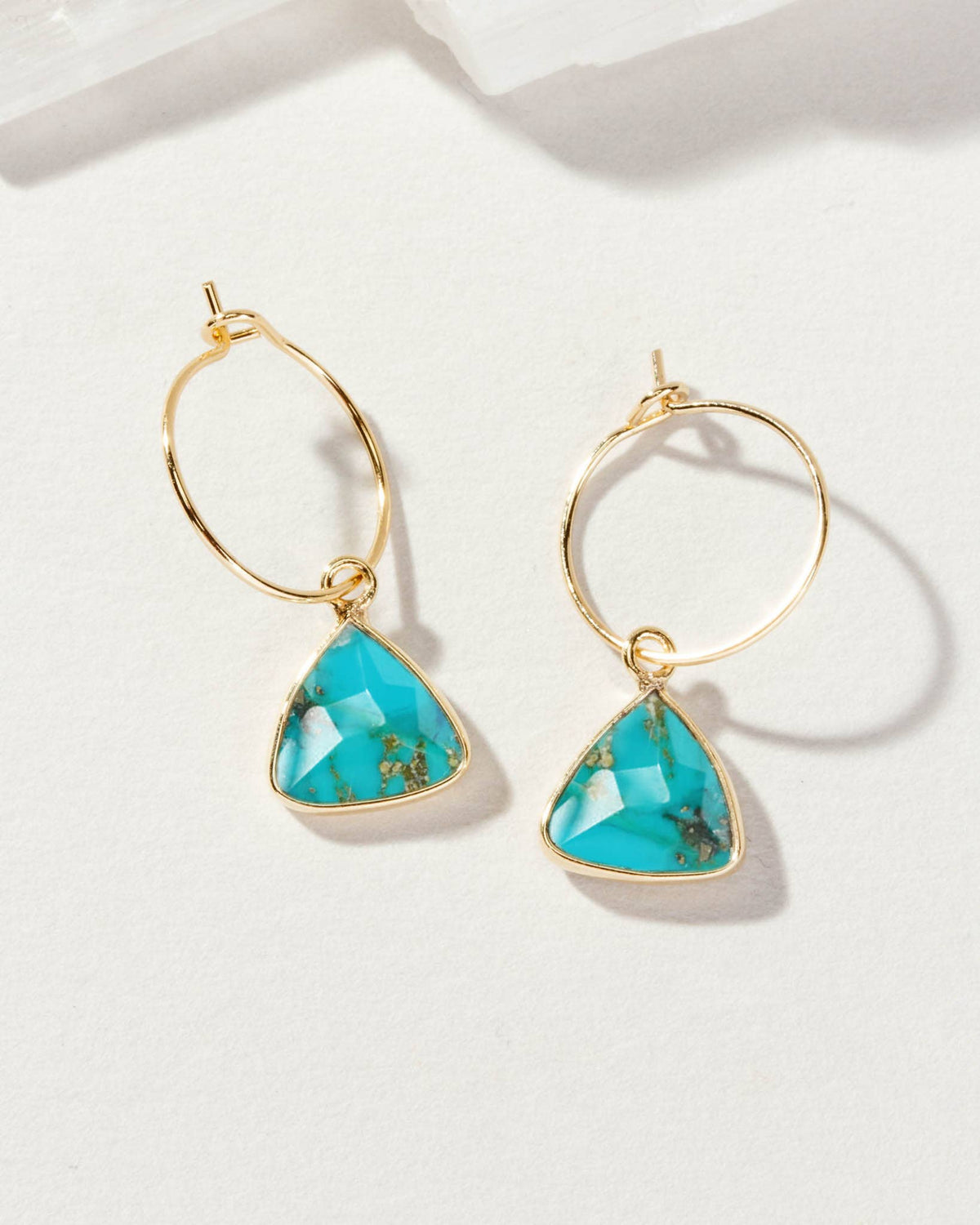 Turquoise Triangle Mini Hoop Earrings