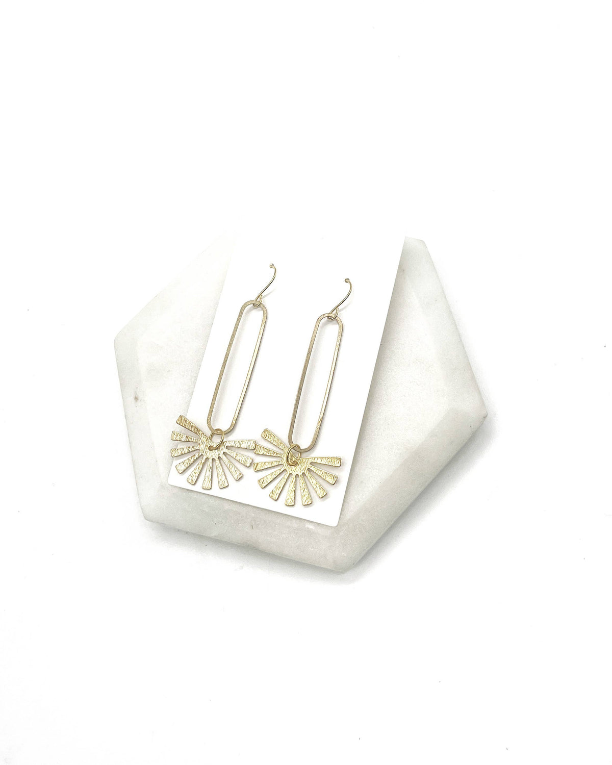 Gold Burst Long Drop Metal Statement Earrings