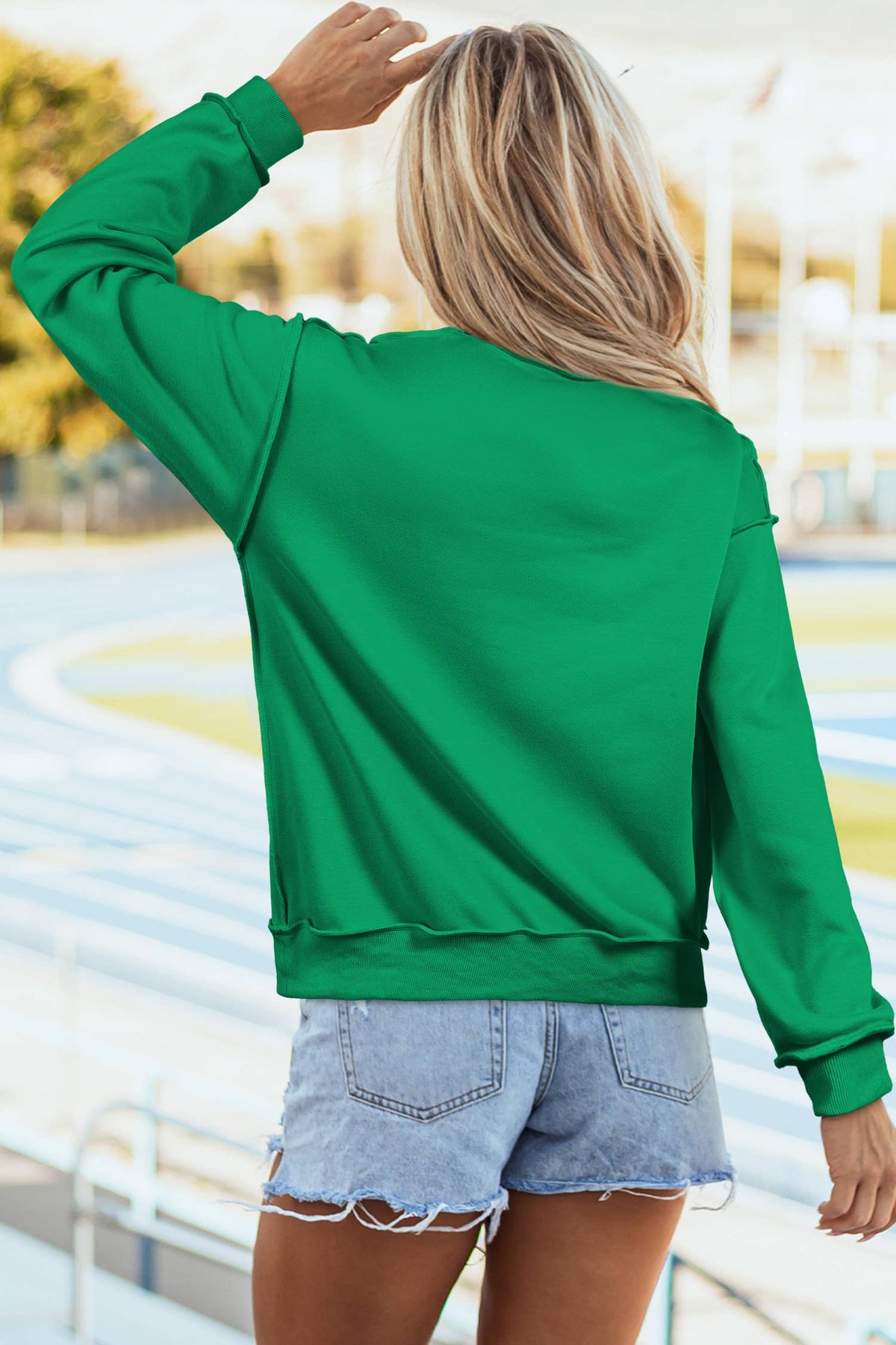 Reversible Mock Neck Drop Shoulder Sweatshirt