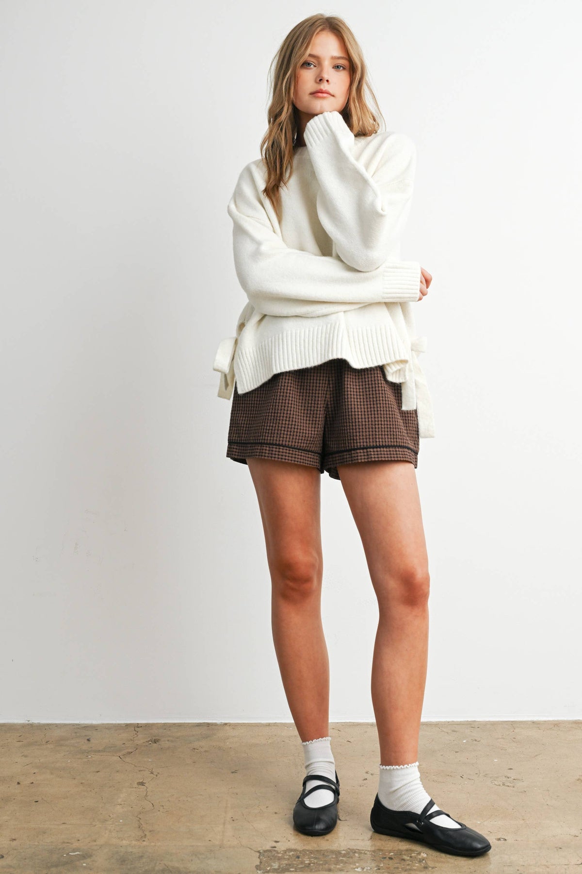 Tie Split-Hem Crewneck Long Sleeve Top - BMW7900