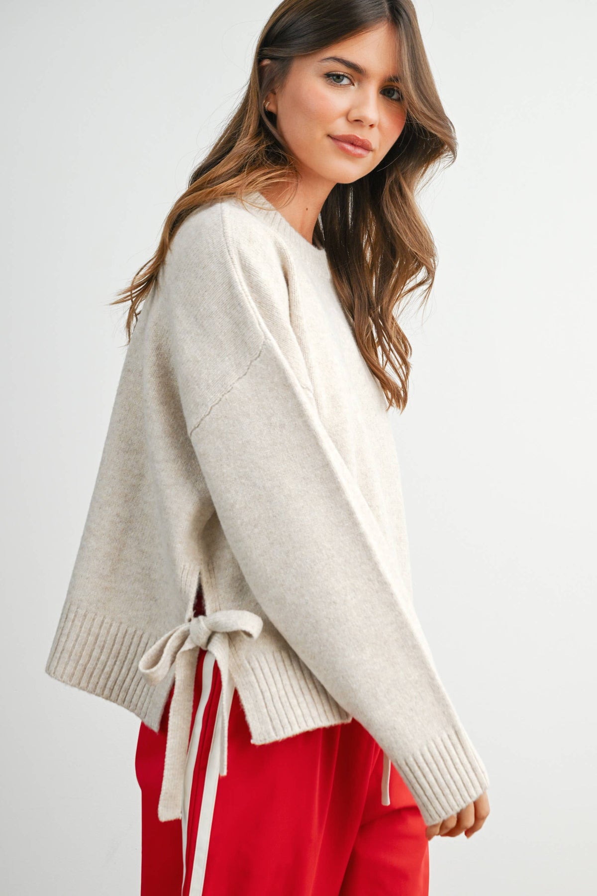 Tie Split-Hem Crewneck Long Sleeve Top - BMW7900