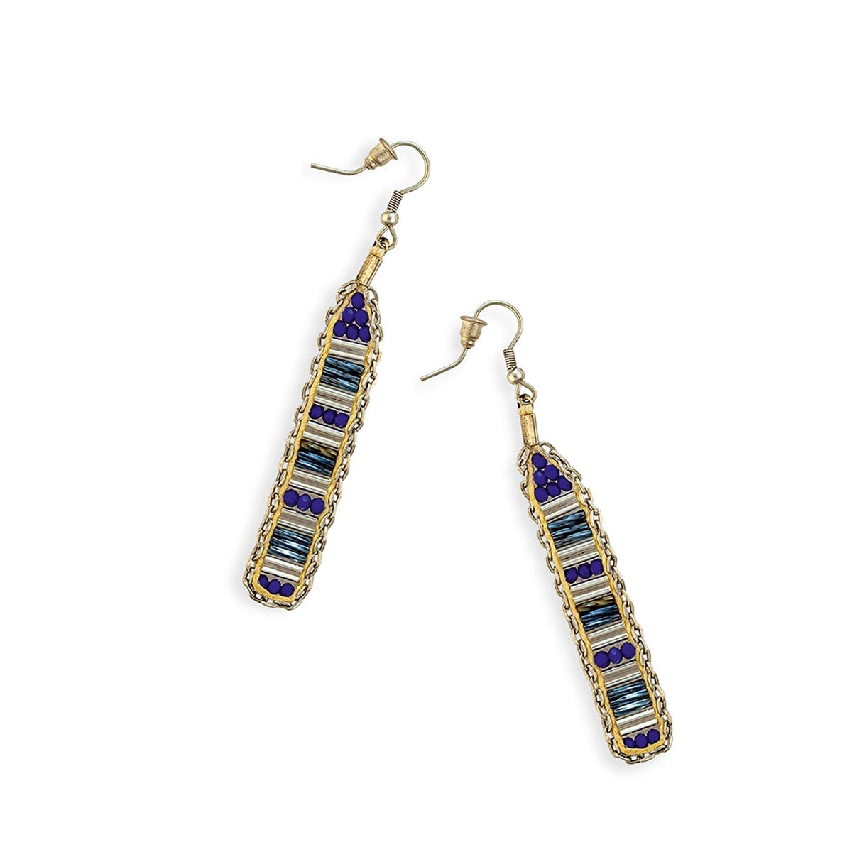 Midnight Blue Chain-Trim Earrings