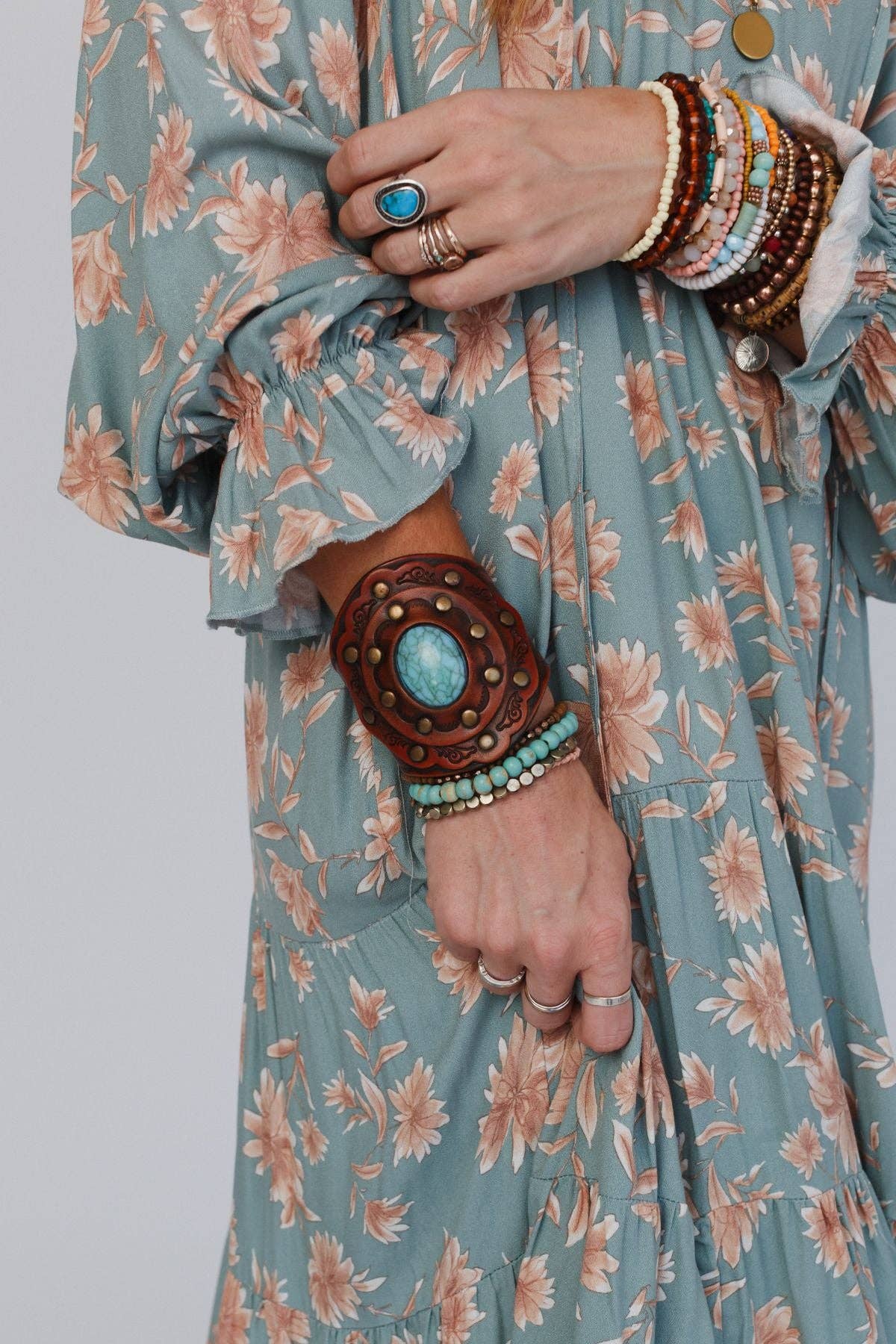 Trending Gift: Aegean Boho Leather Cuff Bracelet - Brown