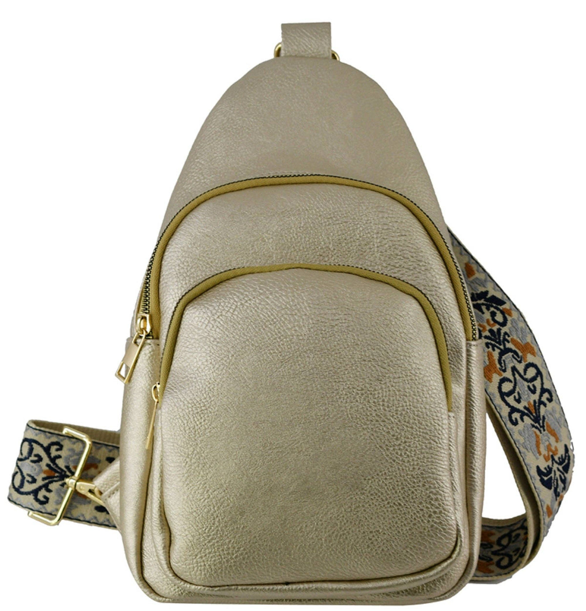 Zara Zipper Crossbody Bag with Boho Strap