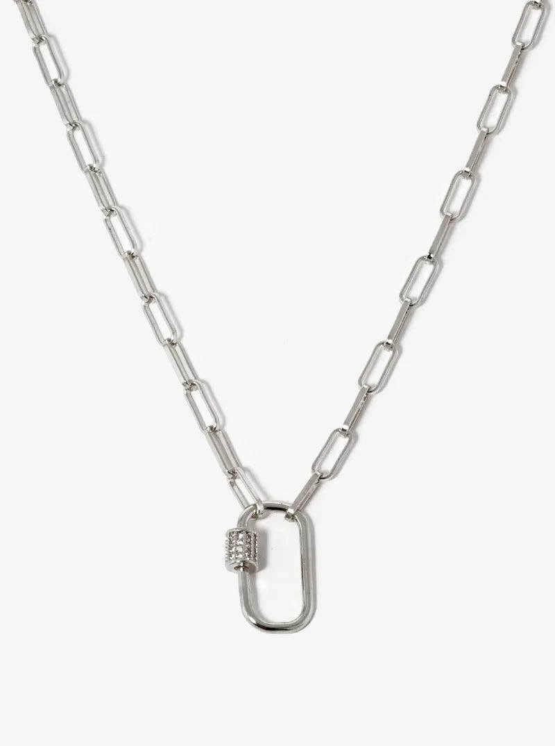 Pavé CZ Carabiner Pendant Necklace
