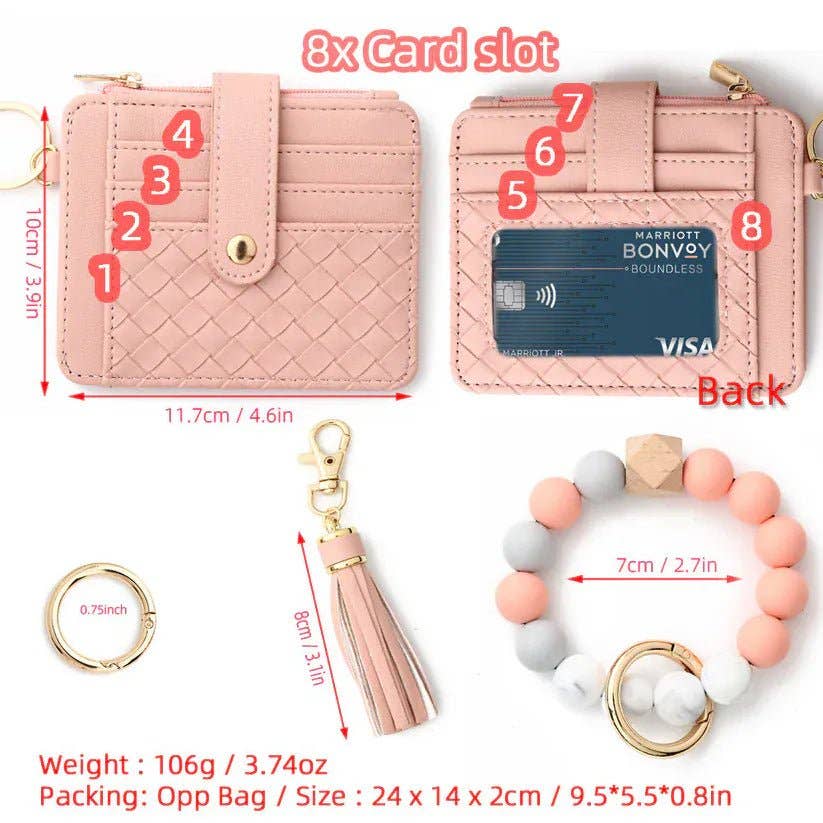 Nina Quilted Beaded Keychain Bracelet Wallet