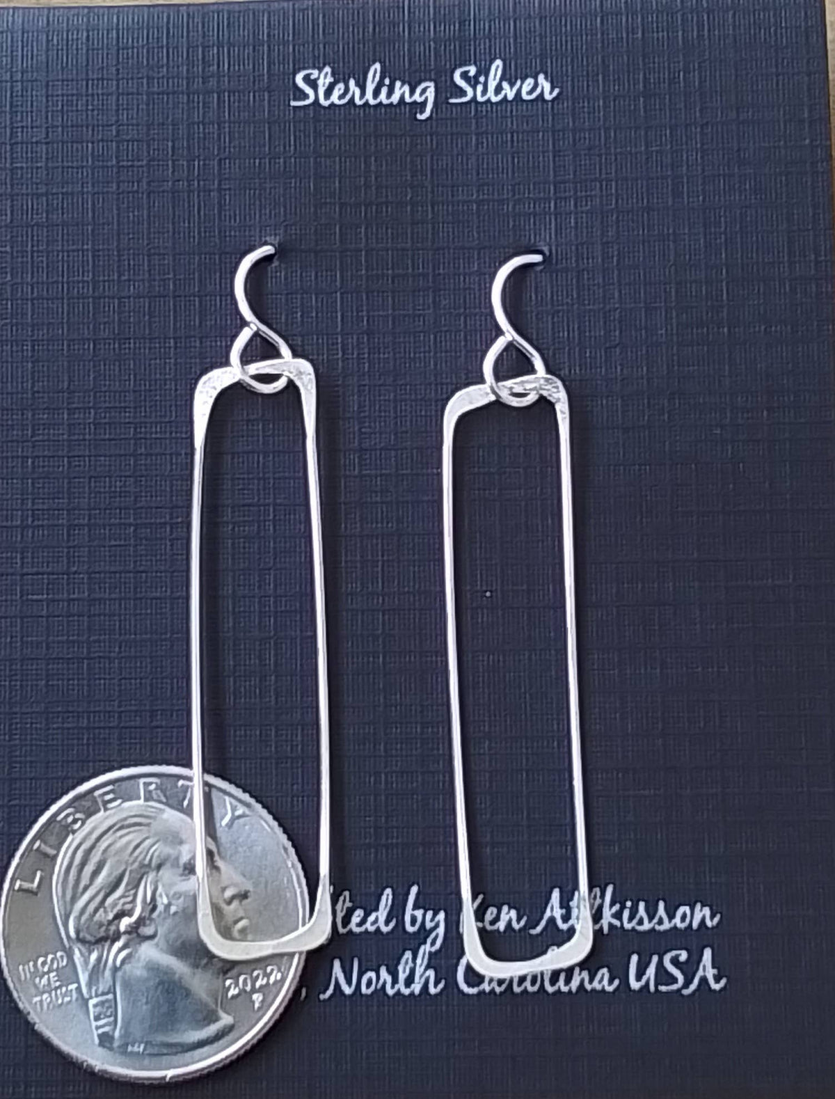 Sterling Silver Earrings Skinny Rectangle