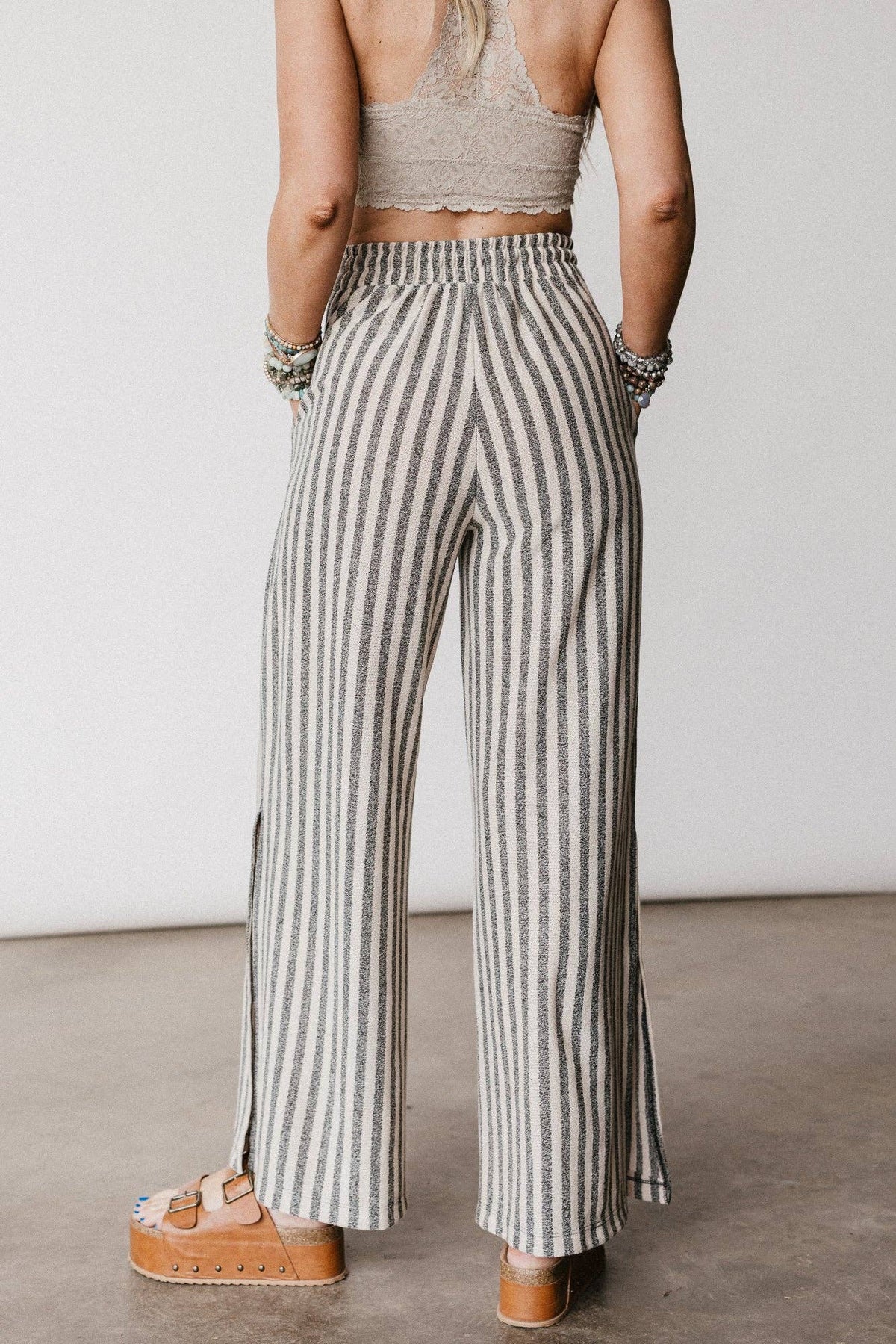 Ibiza Breeze Drawstring Pants - Taupe Black