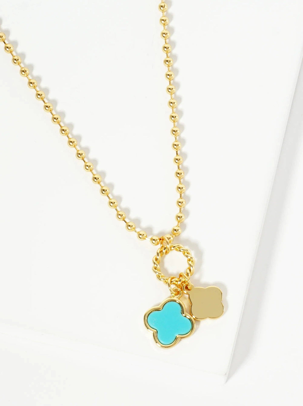 Lucky Double Quatrefoil Ball Chain Necklace