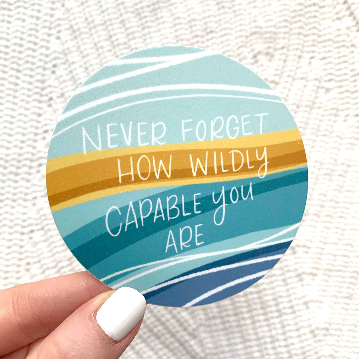 Never Forget Blue Sticker 3x3in.