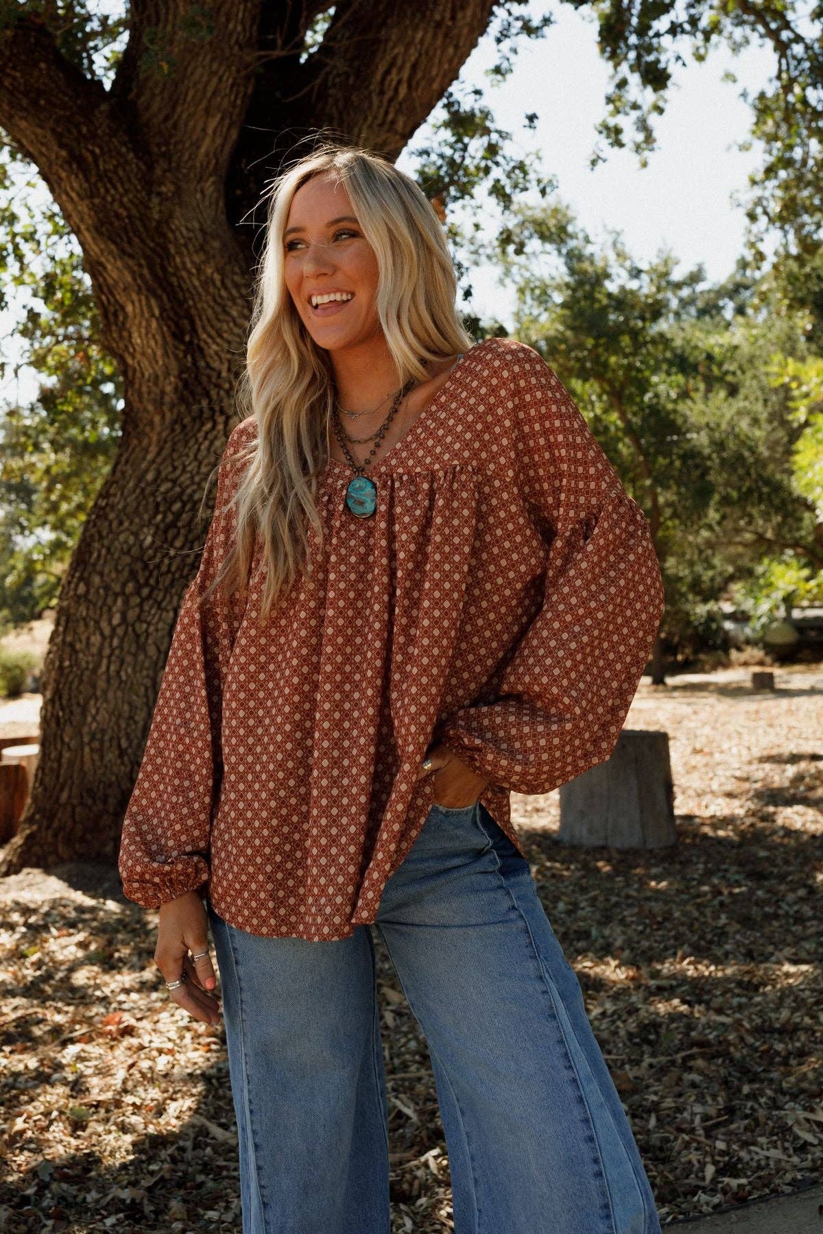 Kendrix Printed Top - Ginger