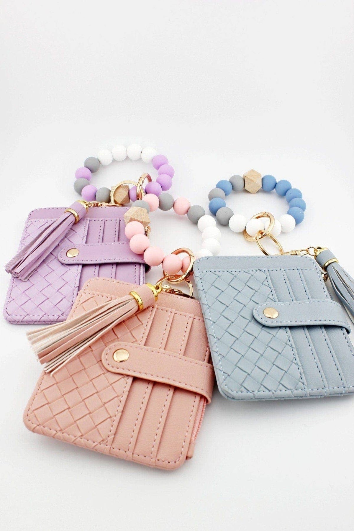Nina Quilted Beaded Keychain Bracelet Wallet