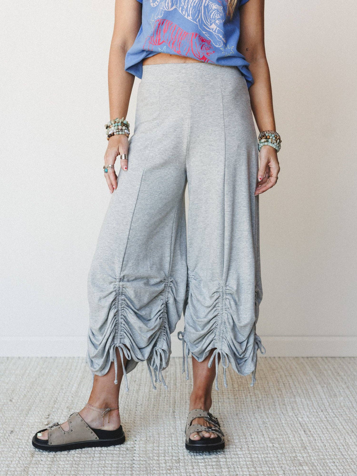 Jayde Drawstring Pants - Heather Gray
