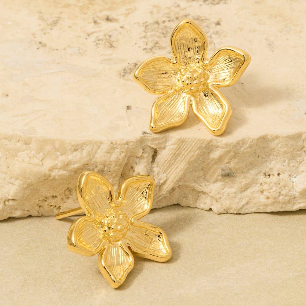 Metallic Flower Stud Earrings