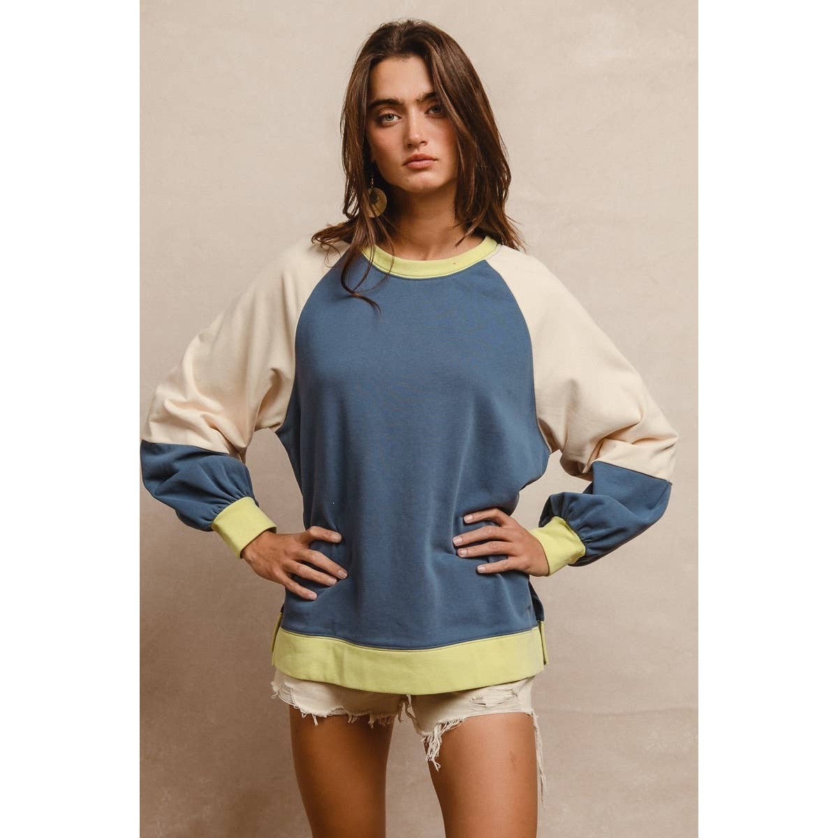 French Terry Color Block Top