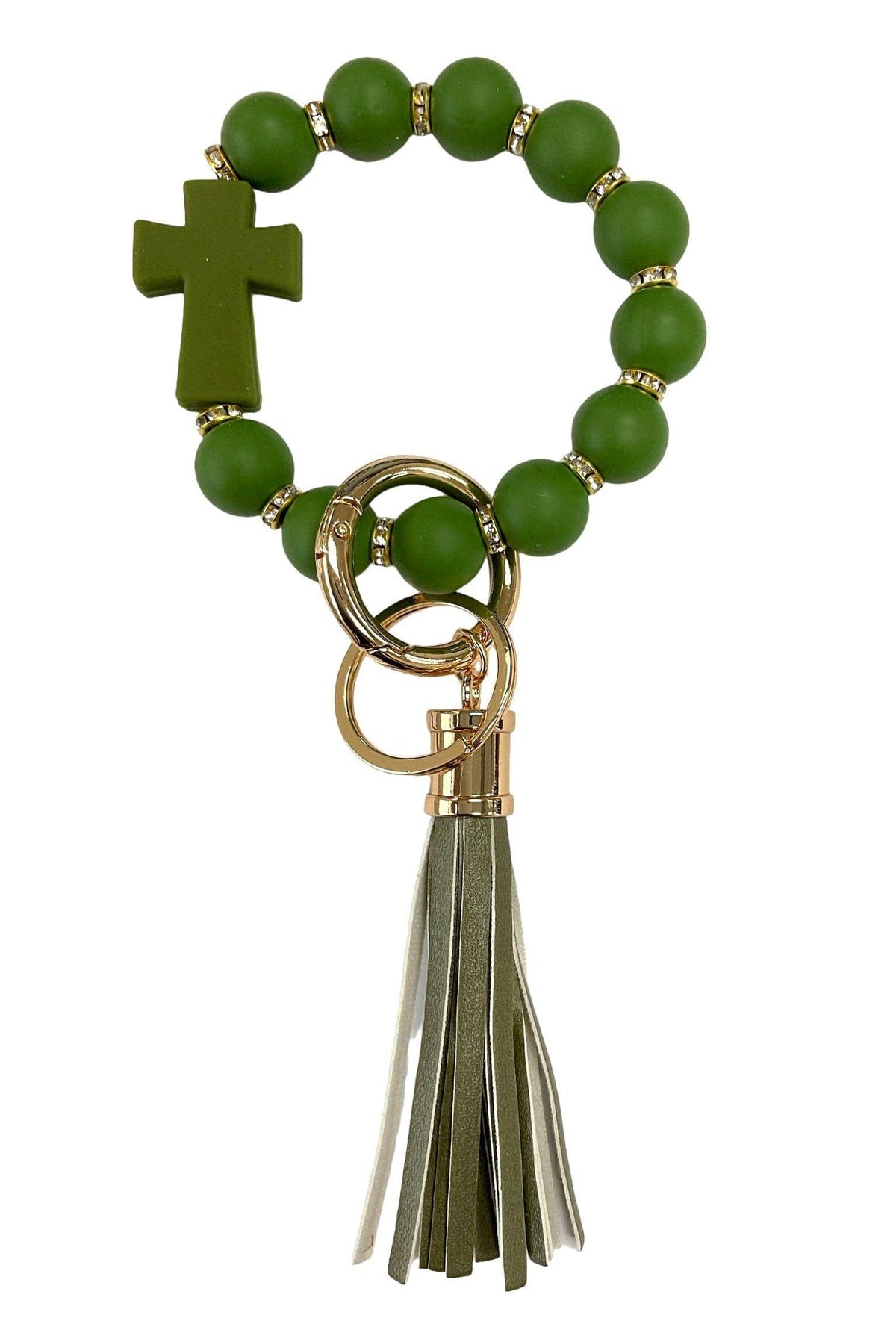 Silicone Beaded Cross Keychain Bracelet