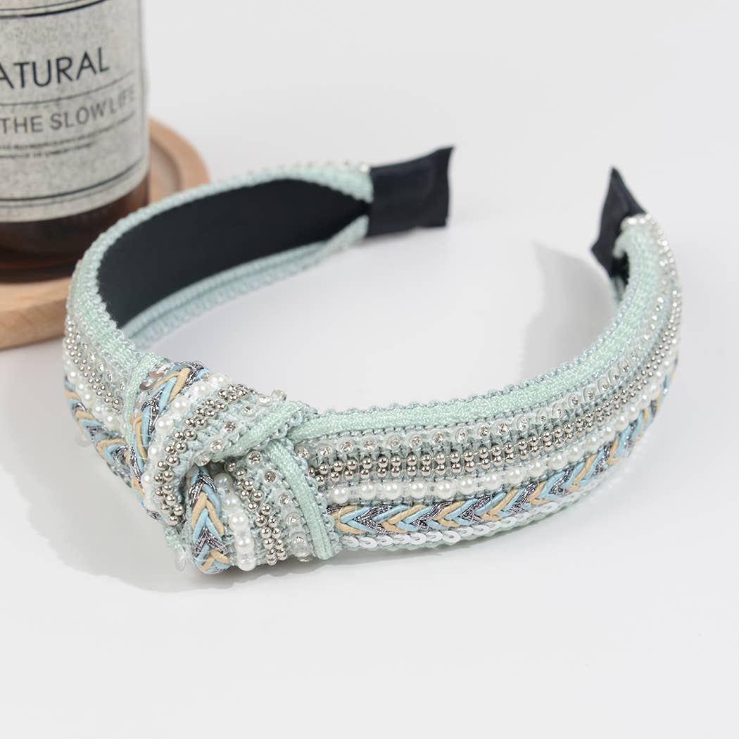 Ethnic Rhinestone Knotted Headband