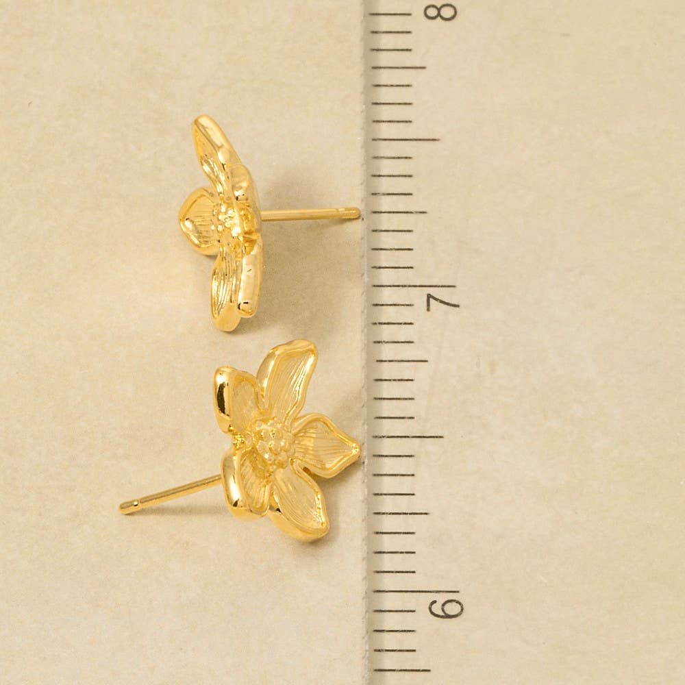 Metallic Flower Stud Earrings