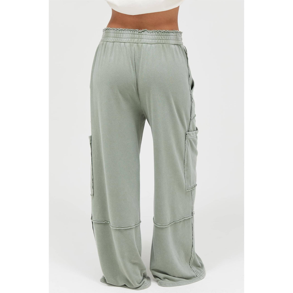 Mineral Wash Wide Leg Cargo Pants