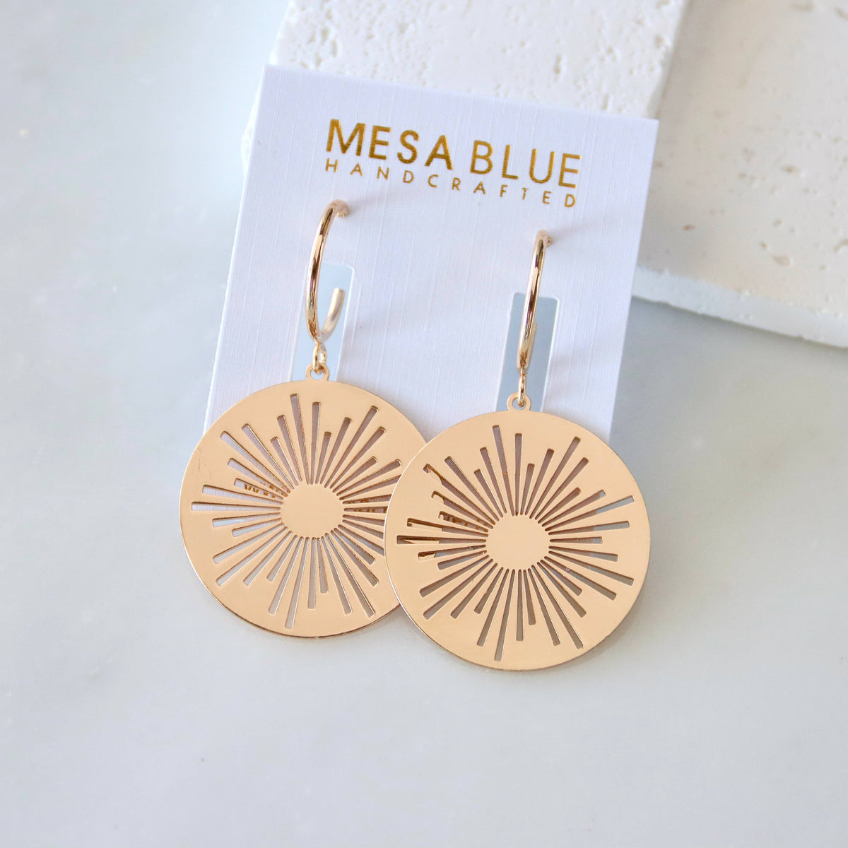 Sunburst Coin Hoop Earrings