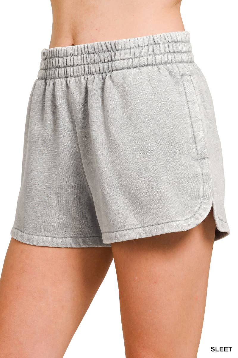 `Fleece Shorts Acid Wash & Solid
