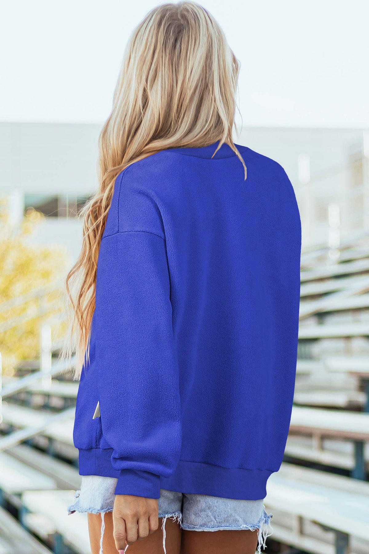 Reversible Mock Neck Drop Shoulder Sweatshirt